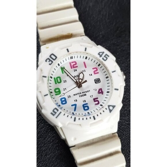 RETRO CASIO Bright Numbers Quartz Analog Date White Ladies Wristwatch Watch - Picture 1 of 7